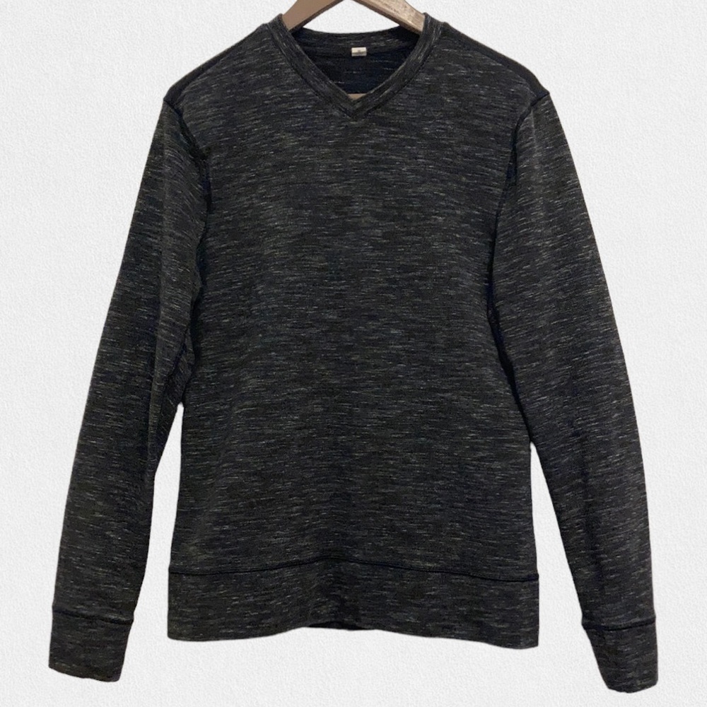 Lululemon Gray V Neck Stretch Terry Sweatshirt Pullover Size Large Thumbholes
